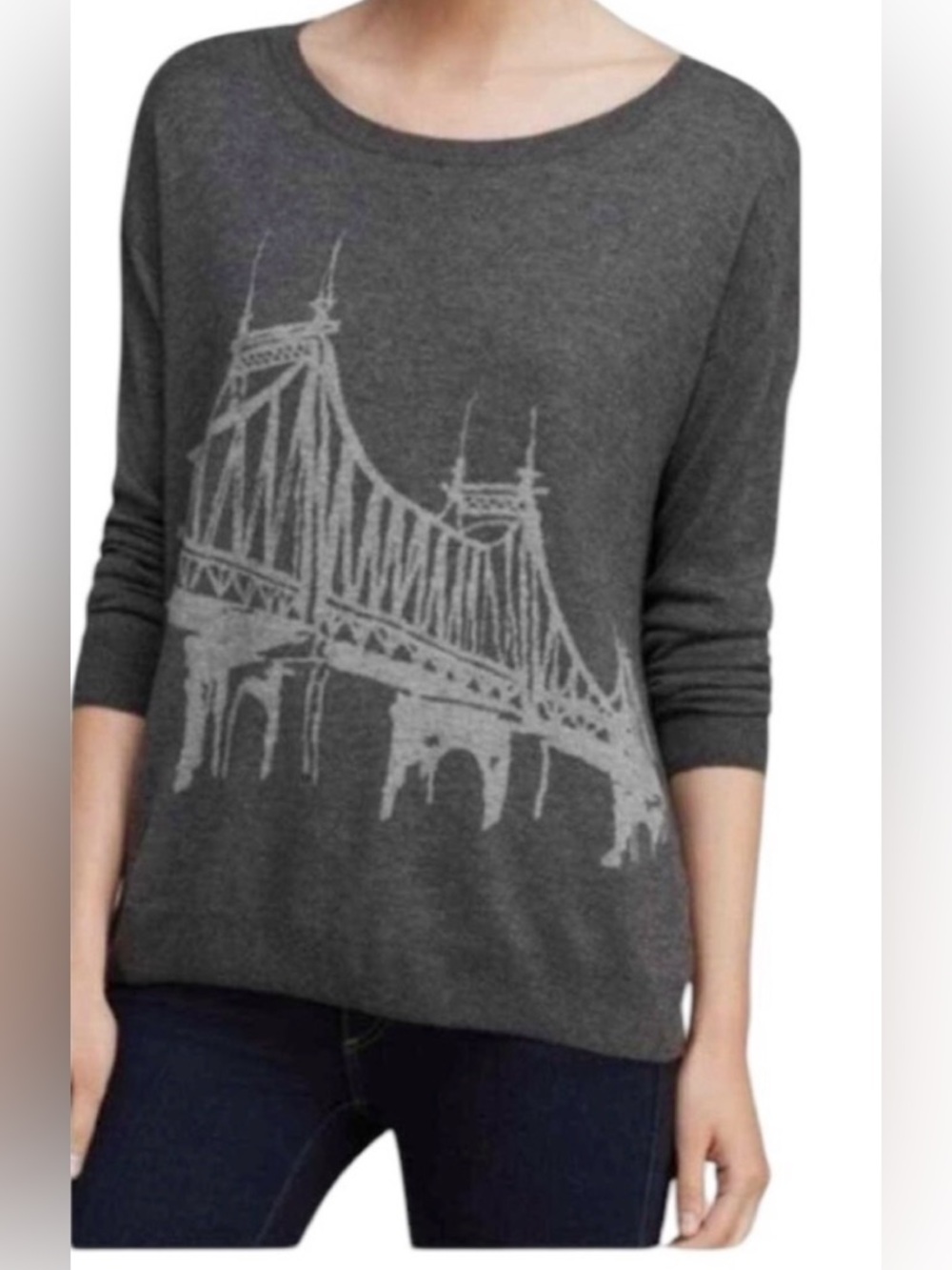 Joie Grey Eloisa Bridge Long Sleeve Sweater XS